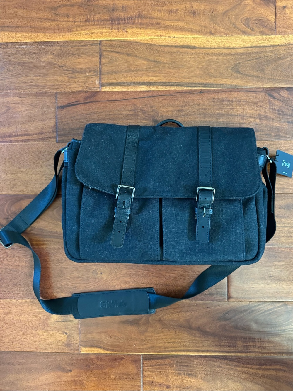 ONA The Brixton Canvas Messenger Bag for Camera & Laptop Black - Github Edition